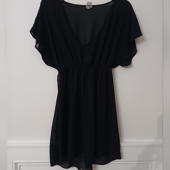 Merona Other - Merona Black Sheer V-Neck Gathered Waist Women's Swim Cover-Up Dress Size:Small